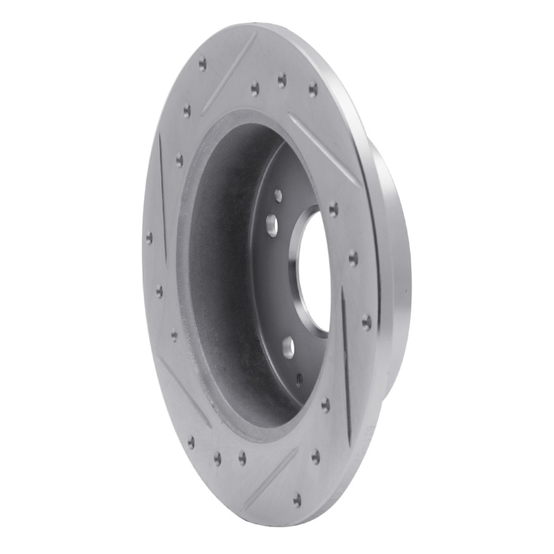 Acura Integra Brake Rotor (1) - Rear Right - R1 Concepts - Drilled & Slotted - Silver - `97-`01